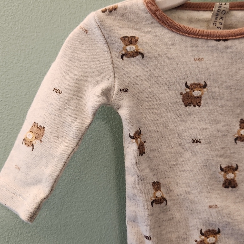 Chickpea Original Cow Print 2 Piece Long Sleeve Bodysuit Set - Picture 11 of 16